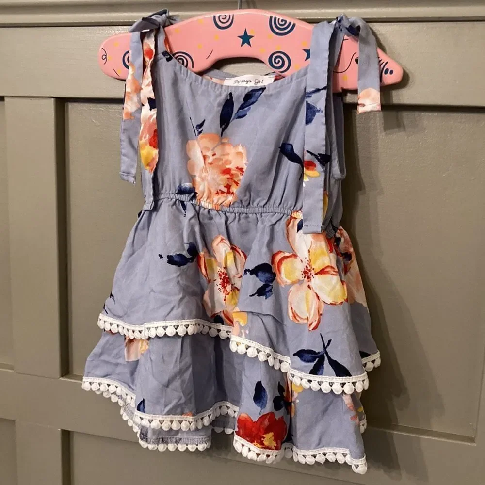 Persaya Girl Stitch Fix Danyca Tiered Tank Top in Light Blue Floral Size XS NWT
